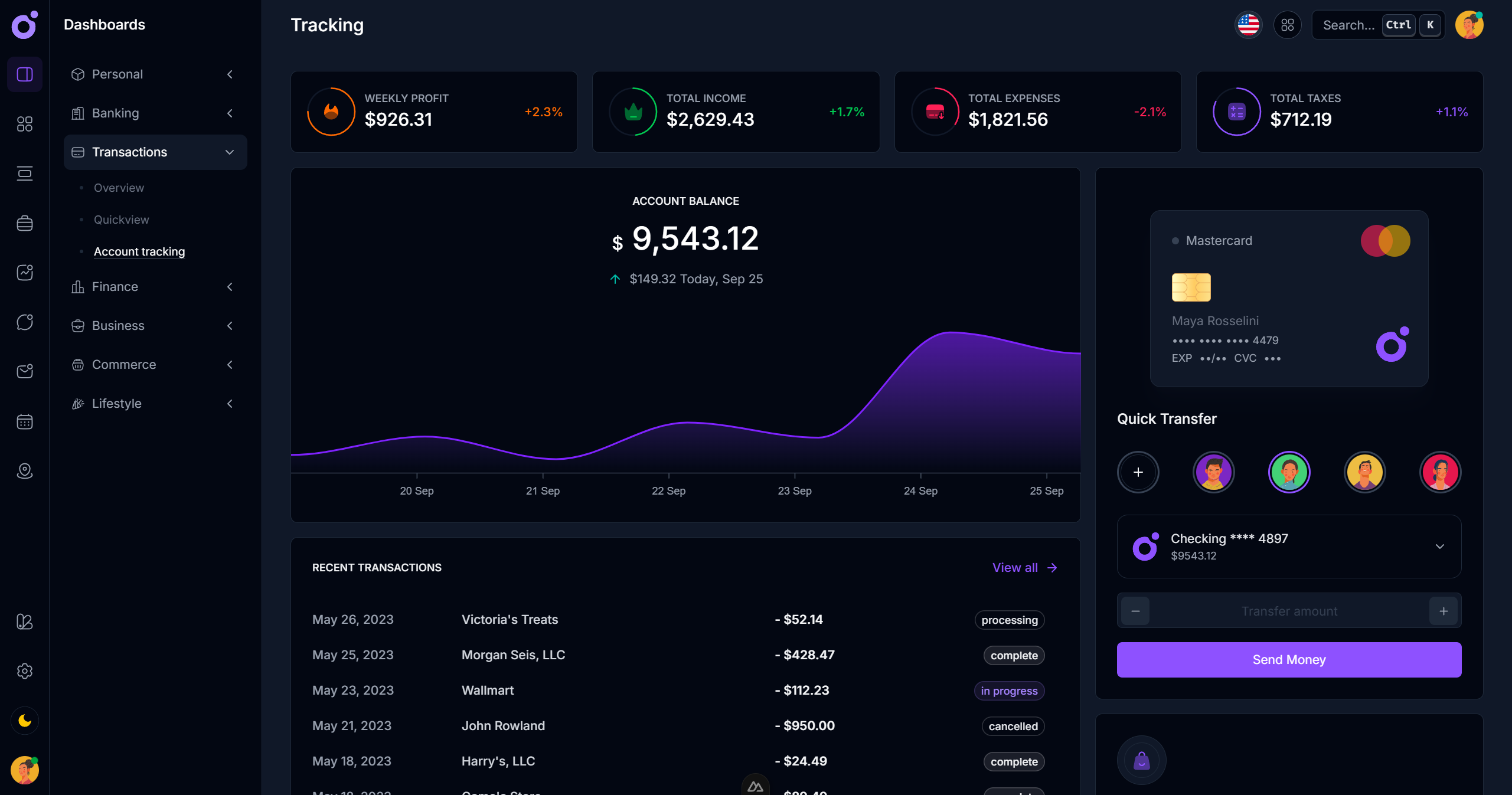 Tairo - Banking dashboard v4