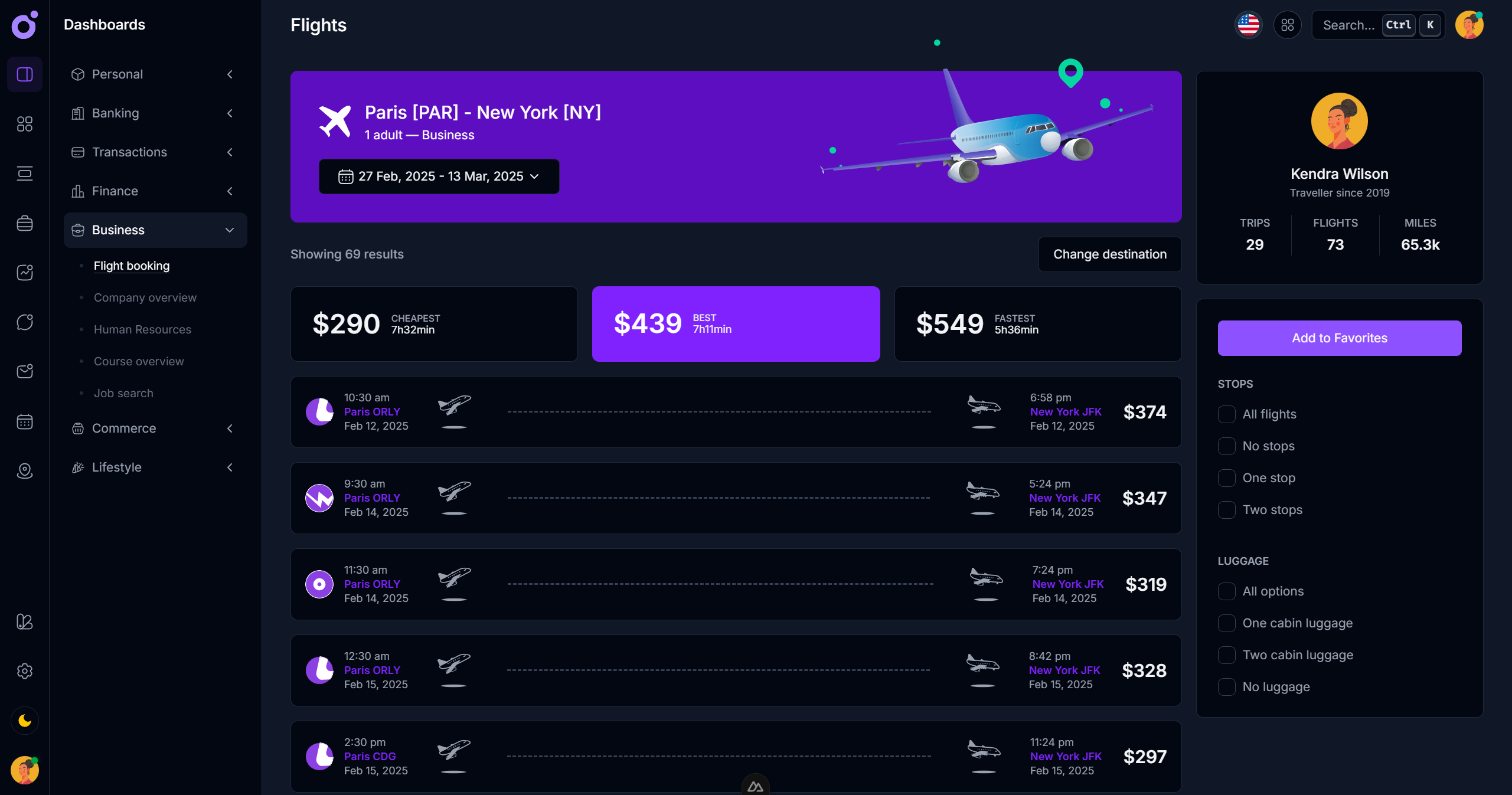 Tairo - Flights dashboard