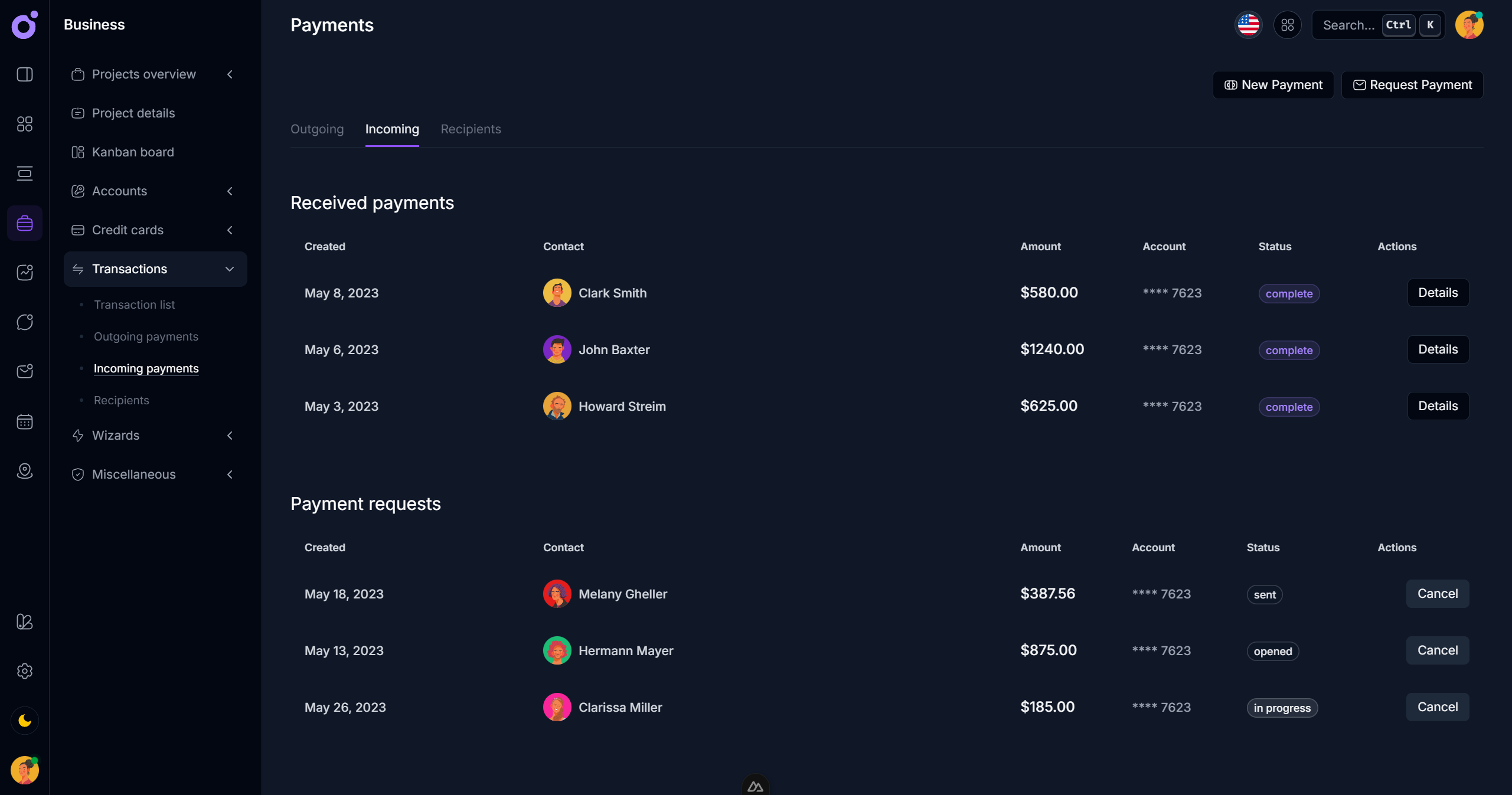 Tairo - Incoming payments