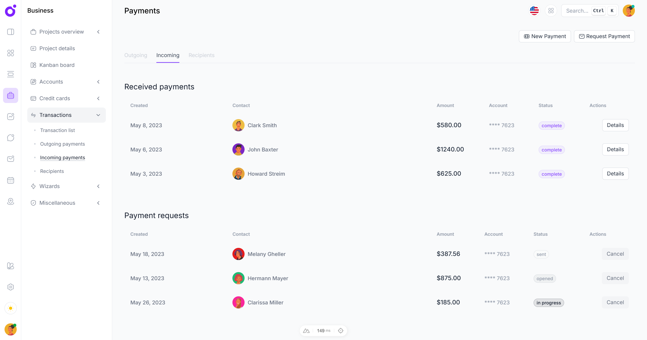 Tairo - Incoming payments