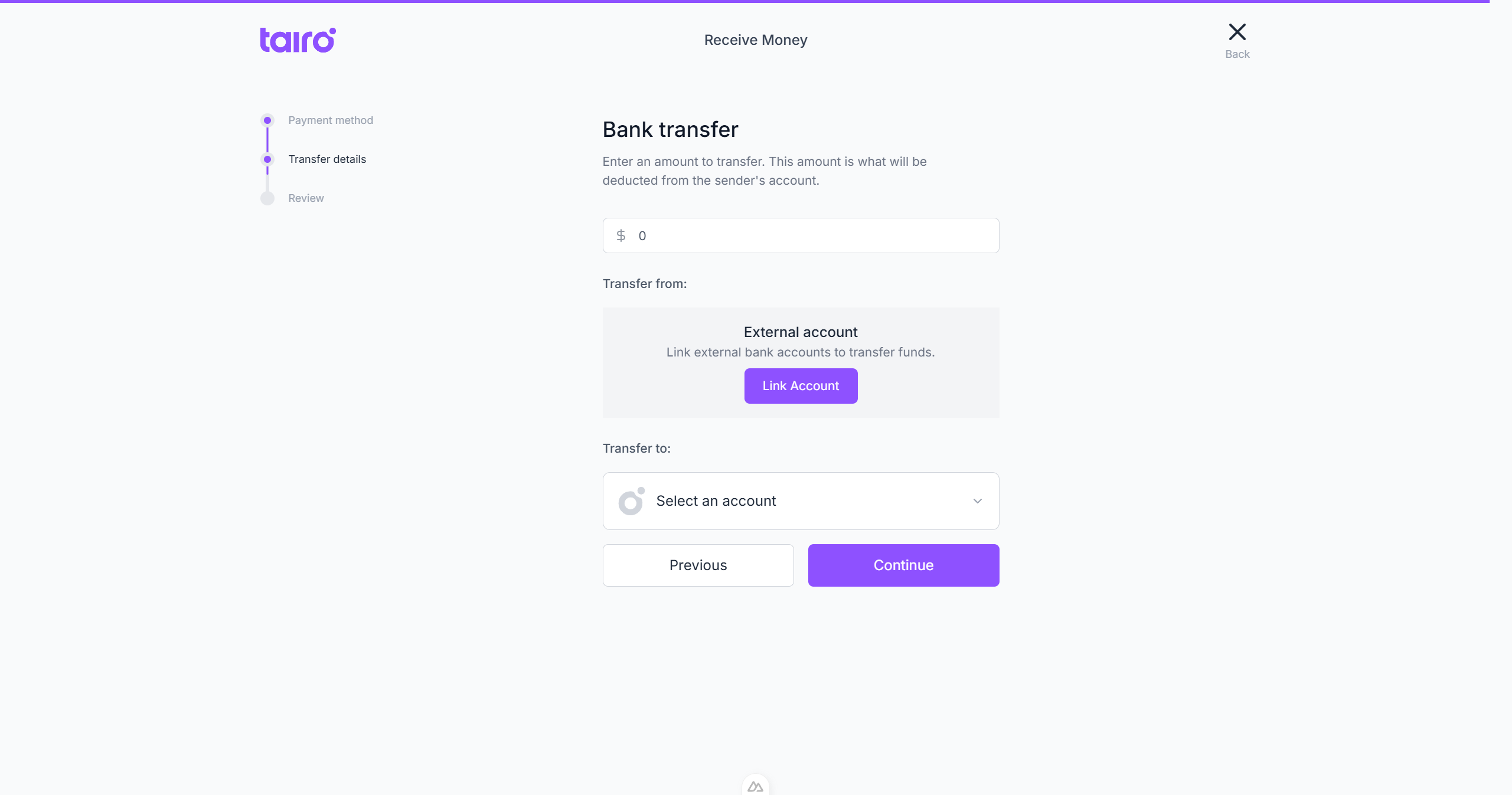 Tairo - Receive - Step 2